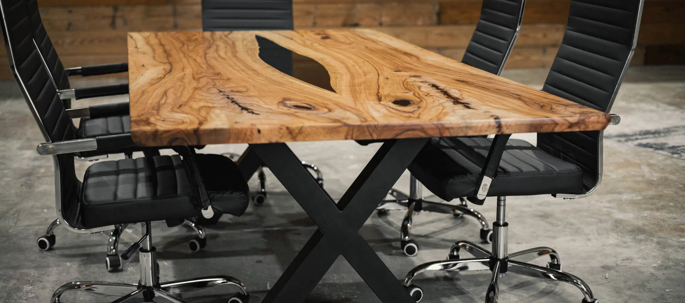 Book-matched pecan dining table